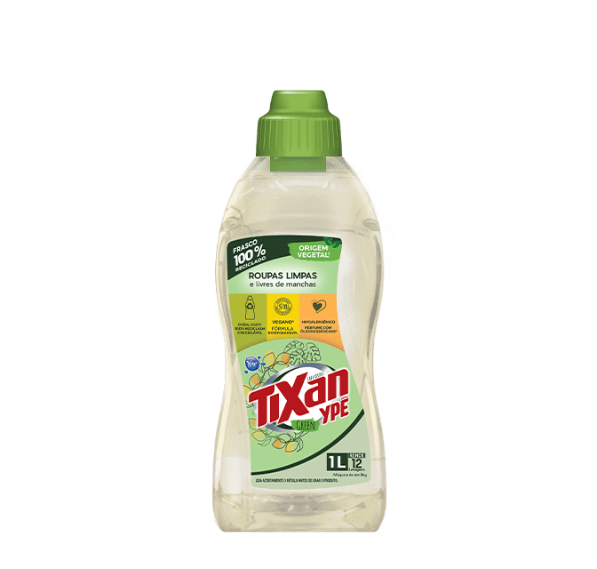 Embalagem do sabão líquido vegano Tixan Ypê